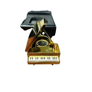 Vintage Timex Collectible Mini Clock Grand Piano Gold Tone Musical Display
